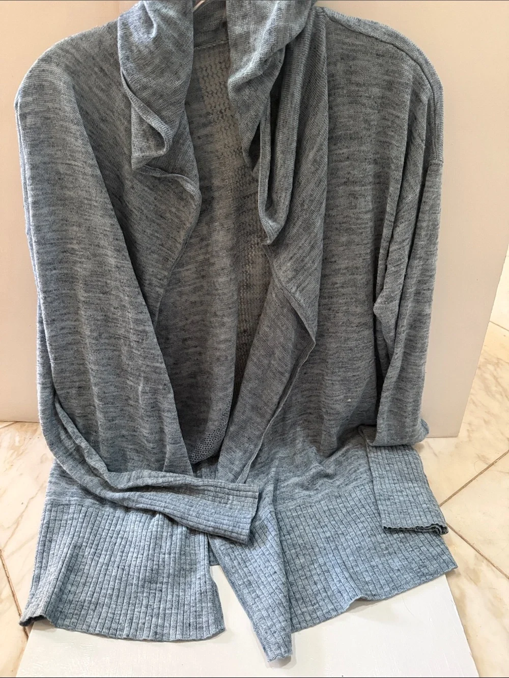Lulu Lemon Calm & Collected Wrap Lightweight Heathered Open Cardigan in Blue
